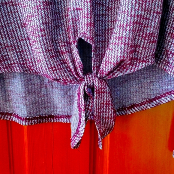 Pink Republic Women's Ribbed Knit Tie-Front Top - Purple Size XS - Picture 8 of 9